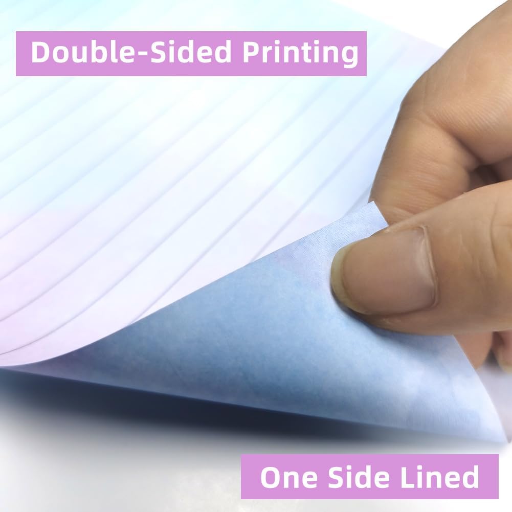 72 Pieces Stationery Set with Envelopes (48 Lined Watercolor Sheets + 24 Matching Envelopes), 8 Unique Designs, 5.5 x 8.25 inch Double Sided Printing stationery paper for Letter Writing