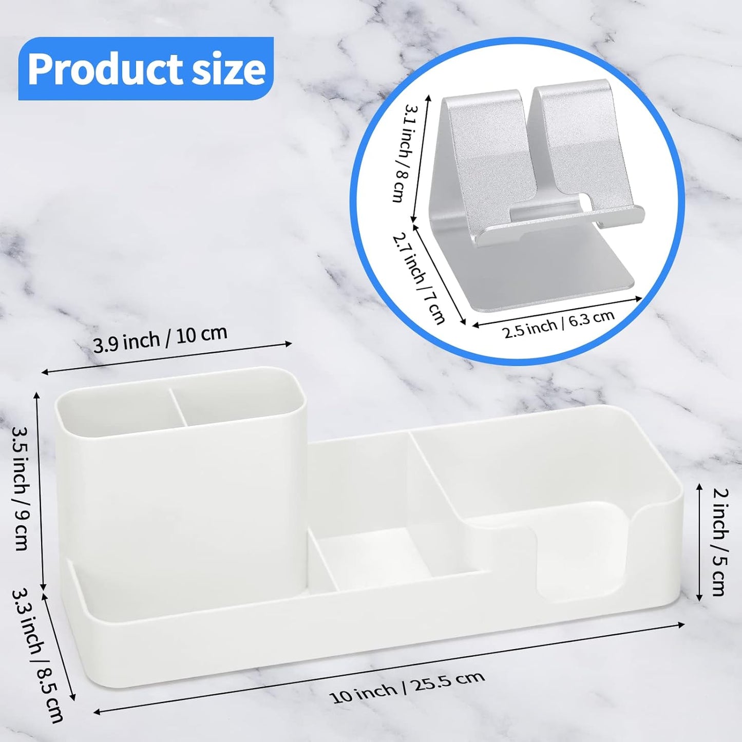 Pen Holder for Desk, Desktop Organizer with Mobile phone holder/Pencil Holders/Sticky Note Tray