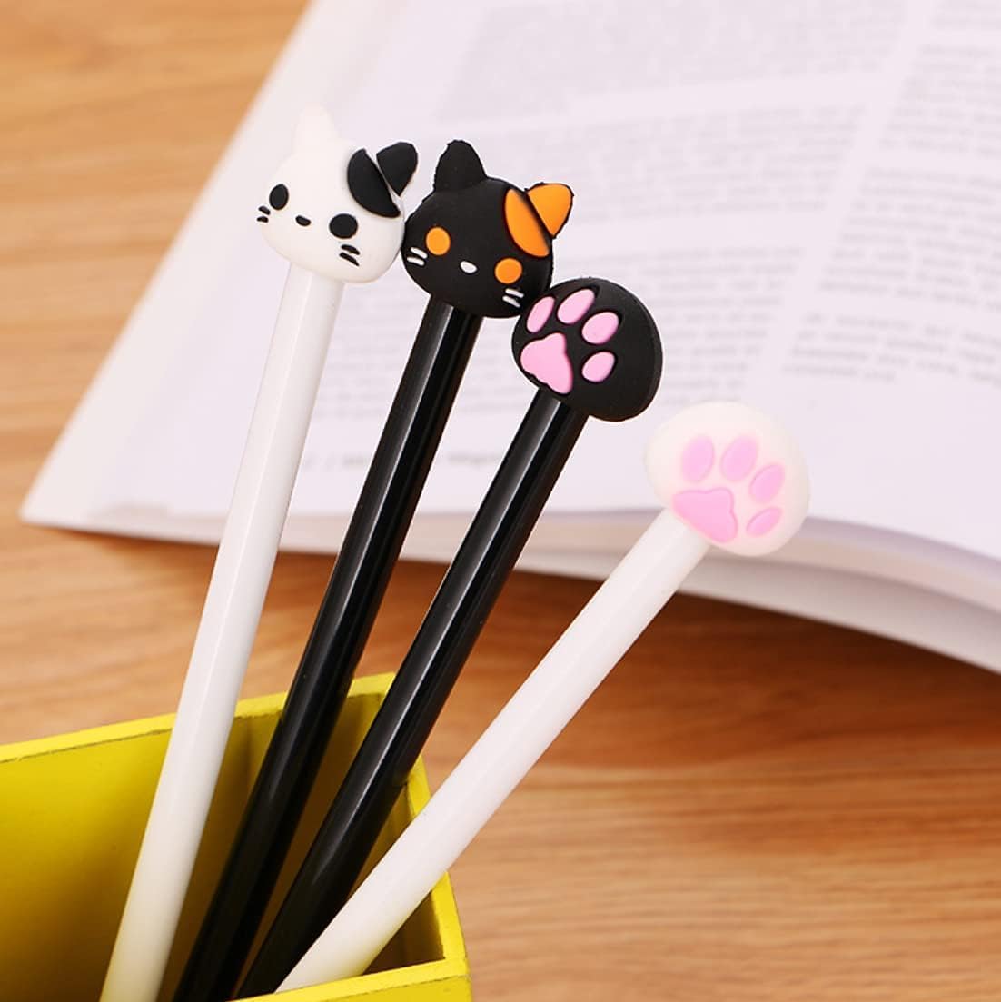 cute cat gel pens,fun kawaii pens set,Animal black ink pens for kids office school supplies,12-Styles…
