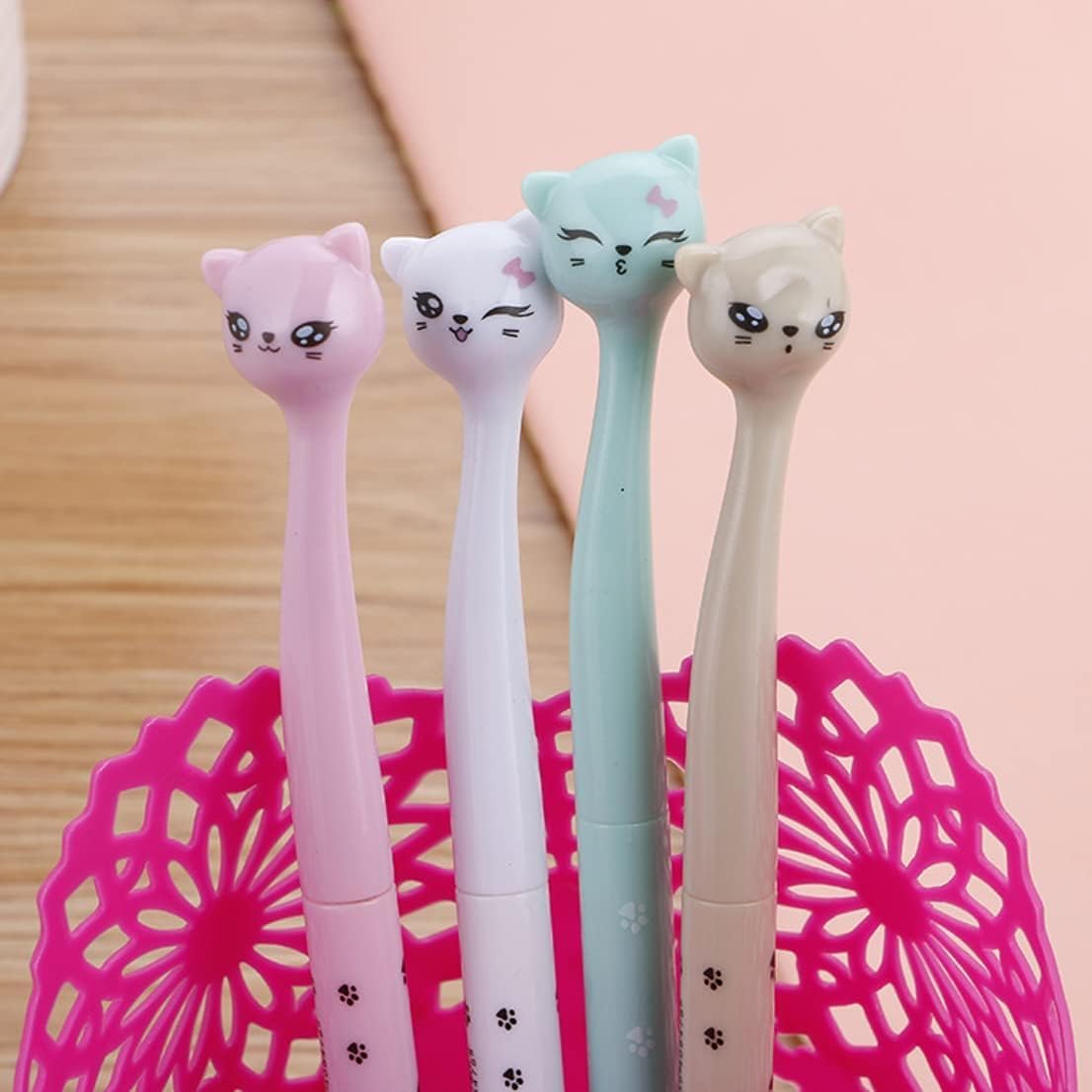 cute cat gel pens,fun kawaii pens set,Animal black ink pens for kids office school supplies,12-Styles…