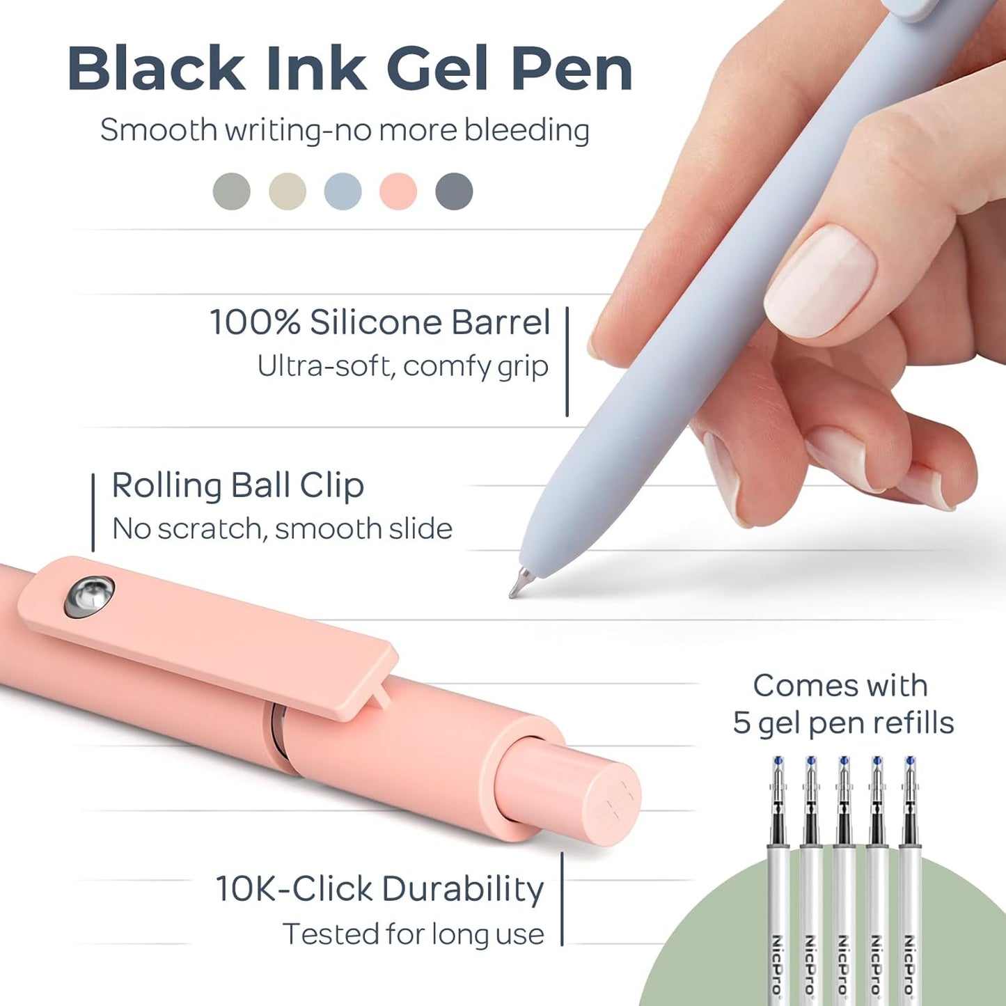 39 PCS Aesthetic School Supplies with Big Capacity Pen Case, 12 Color Pastel Highlighters, 5 Quick Dry Retractable Black Ink Pens, 6 Pastel Mechanical Pencil 0.5 & 0.7 mm for Student Stationary