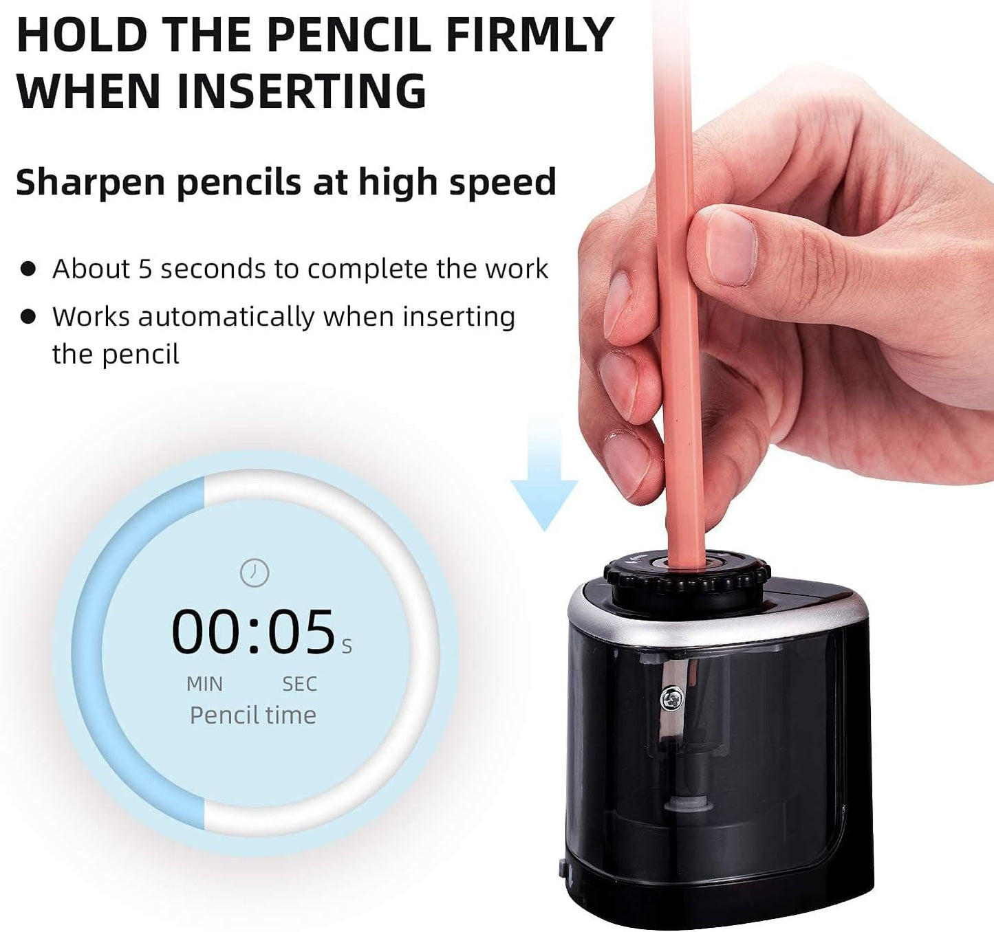 Pencil Sharpener Electric Pencil Sharpener for Kids, Blade to Fast Sharpen