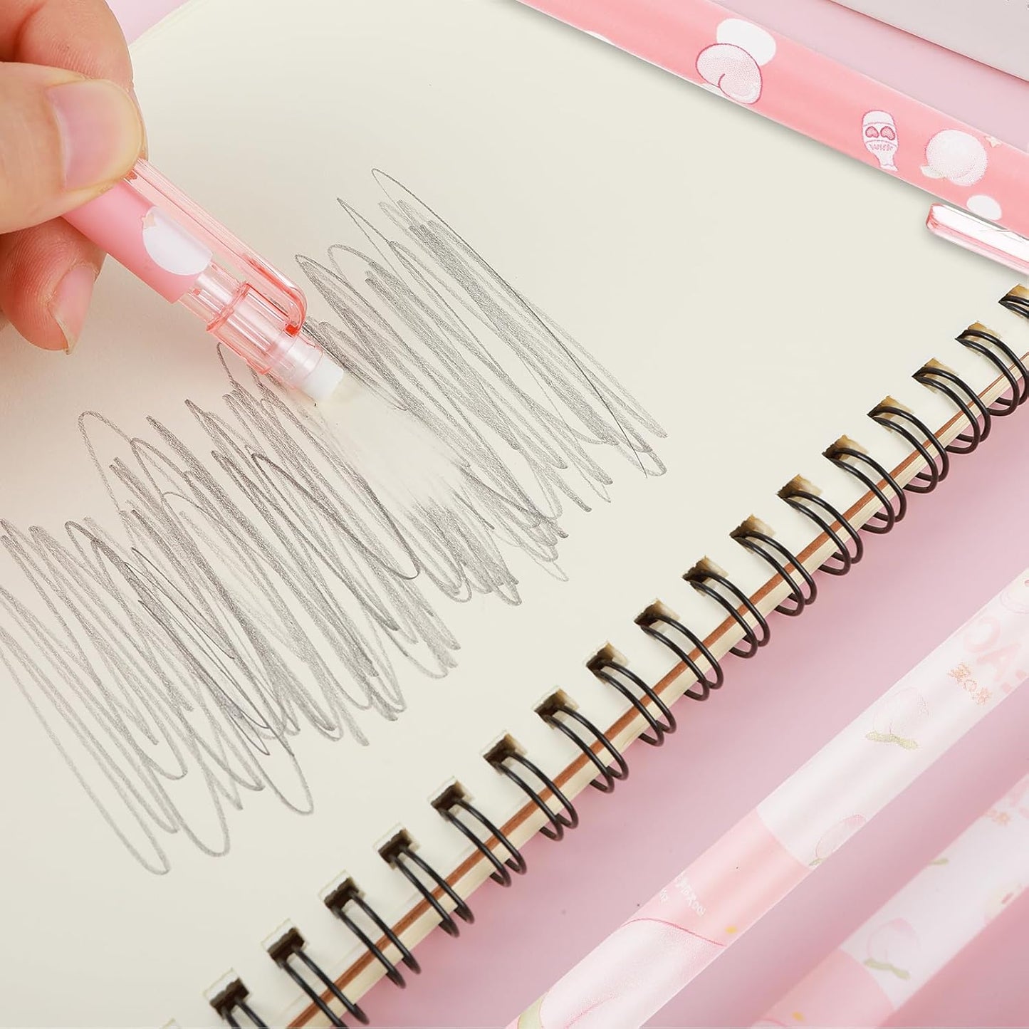 Cute Mechanical Pencil Set Include 4 Pcs 0.5mm Kawaii Mechanical Pencils and 100 Pcs Replacement Pencil Refills, Japanese Cute Stationary School Supplies for Writing Drawing Sketching Drafting