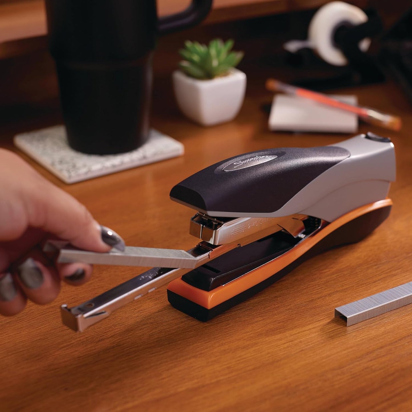 Swingline Stapler, 40 Sheet Capacity, Optima 40, Jam Free, Reduced Effort, Soft Grip, Metal