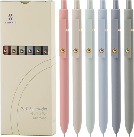 Gel Pens, 6 Pcs 0.5mm Quick Dry Black Ink Pens Fine Point Smooth Writing Pens, Cute Office School Supplies Gifts for Women